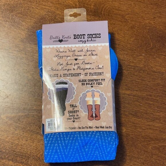 Britt's Knits boot socks chevron NWT unopened blue - Picture 2 of 2